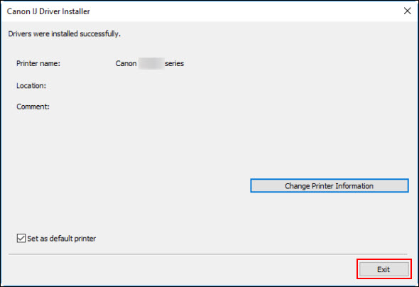 Click Exit (outlined in red) to close the installer