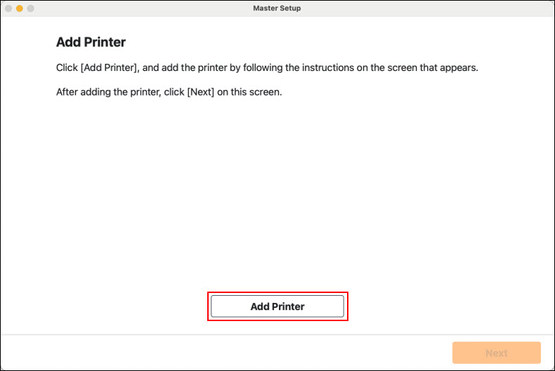 Click Add Printer (outlined in red)