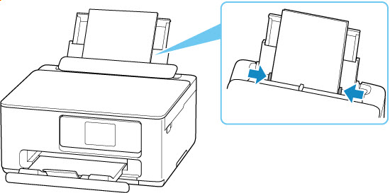After loading two sheets of paper in the rear tray, align the paper guides of the rear tray with both edges of the paper