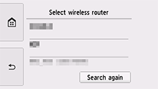 Wireless router selection screen