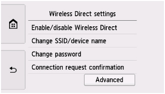 Wireless direct settings