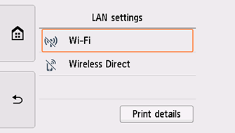 LAN settings screen: Select Wi-Fi