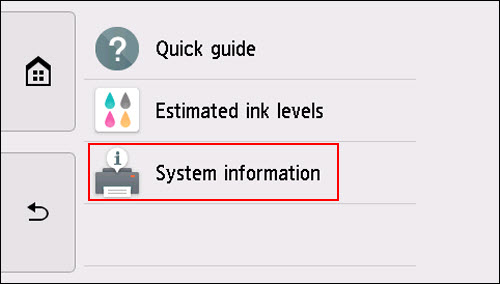 Tap System information (outlined in red)