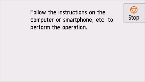 Easy wireless connect screen: Follow the instructions on the computer or smartphone, etc. to perform the operation.