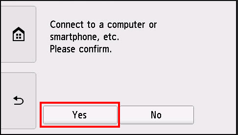 Easy wireless connect screen: Select Yes