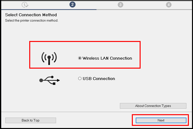 Select Wireless LAN Connection and choose Next.