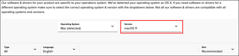 Figure: Select your OS version from the dropdown menu on the right (outlined in red)