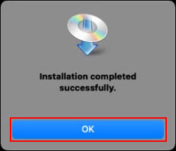 Installation complete. Select OK.
