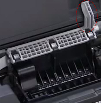 Print head lock lever shown lifted up.