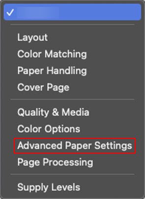 Figure; Advanced Paper Settings outlined in red