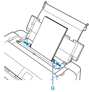 Slide the right paper guide (G) to align both paper guides with both sides of the paper stack