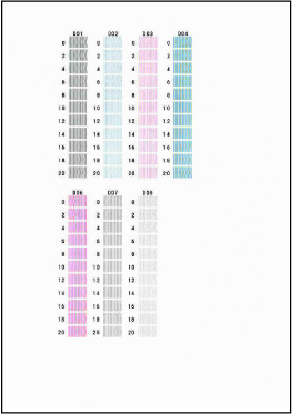 Select the number of the pattern in each column that has straight lines