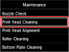 Figure: Select Print Head Cleaning (outlined in red)