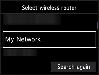 Select your router from the list, then press the OK button