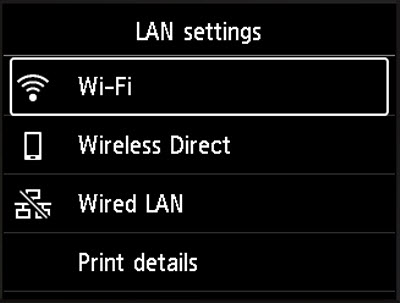 With Wi-Fi selected, press the OK button