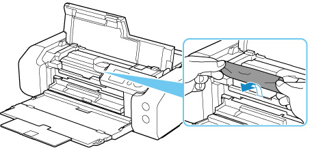 Figure: If the paper is rolled up, pull it out of the printer