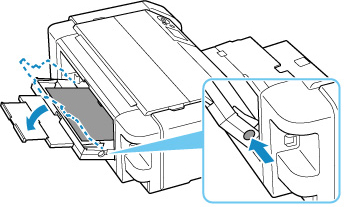 Figure: Press the paper jam clearing button (shown in inset)