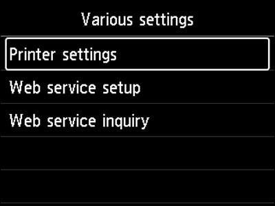 Figure: Various settings screen