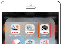 Tap the icon for Canon PRINT Inkjet/SELPHY (outlined in red)