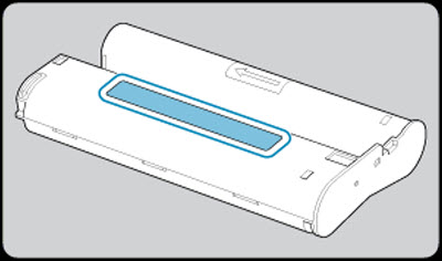 Figure: Check the ink cassette size (outlined in blue)