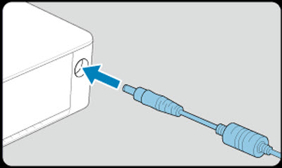 Figure: Connect the adapter cord to the printer