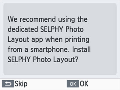 Figure: Prompt to install SELPHY Photo Layout