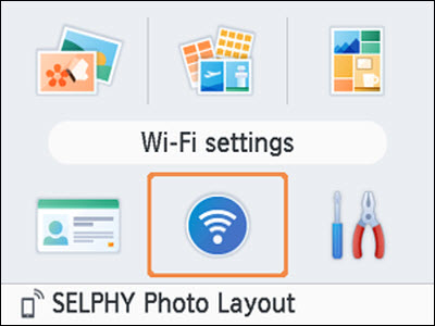 Figure: Choose Wi-Fi settings (outlined) and press OK