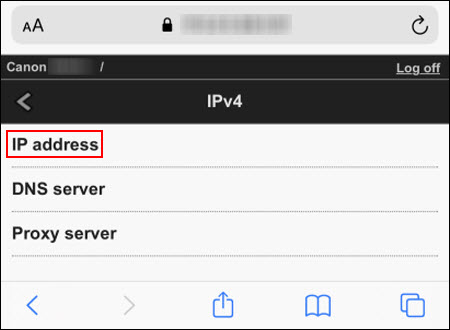 Tap IP address (outlined in red)