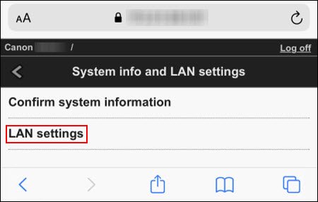 Tap LAN settings (outlined in red)