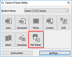 Click PDF Editor (outlined in red)