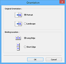 Orientation dialog box