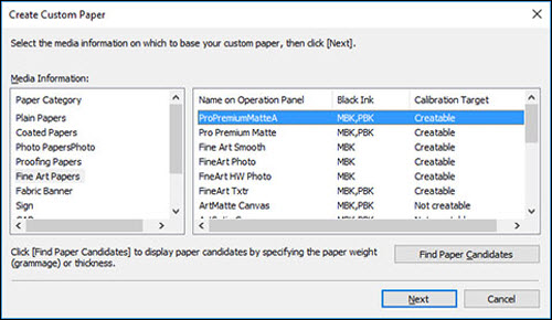 Figure: Create Custom Paper dialog box