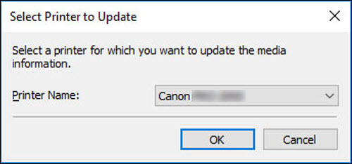 Figure: Select Printer to Update dialog box