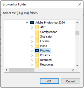 Browse to the Plug-ins Folder and click OK