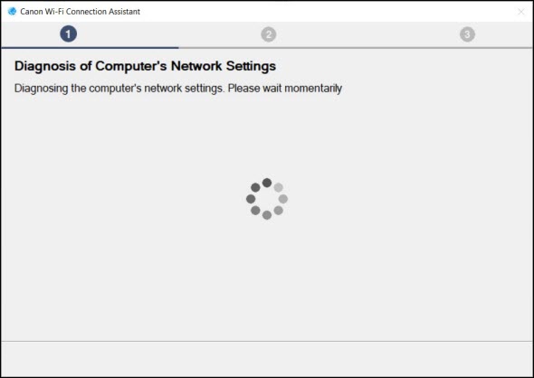 The Wi-Fi Connection Assistant will indicate that it is diagnosing the computer's network settings