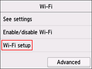 Tap Wi-Fi setup (outlined in red)