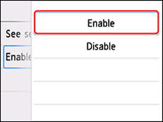 Tap Enable (outlined in red)