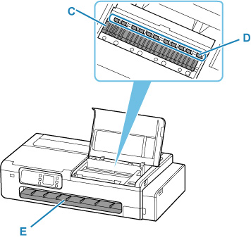 Clean the inside of the right side of the printer with a well wrung-out damp cloth