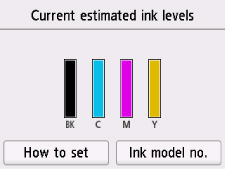 Current estimated ink levels screen