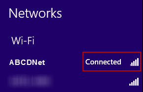 Windows 8 displays network setting name