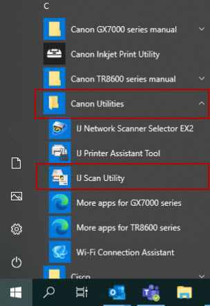 canon quick menu scanner missing