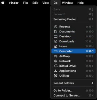 Select Computer from the Go menu in Finder