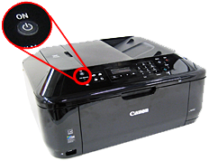 Printer ON button displayed