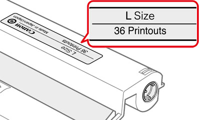 Figure shows the size marked at the top, flat side of the ink cassette