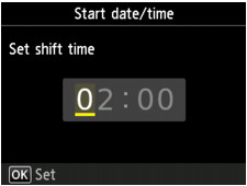 start date/time screen