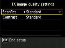 screen shot of fax transmission image quality settings