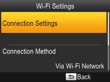 CP910: Wi-Fi Settings screen, Connection Settings highlighted