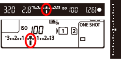 Exposure compensation level on the LCD
