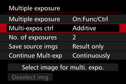 Set type of multiple exposure