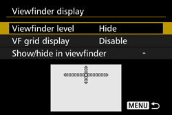 Viewfinder level selection